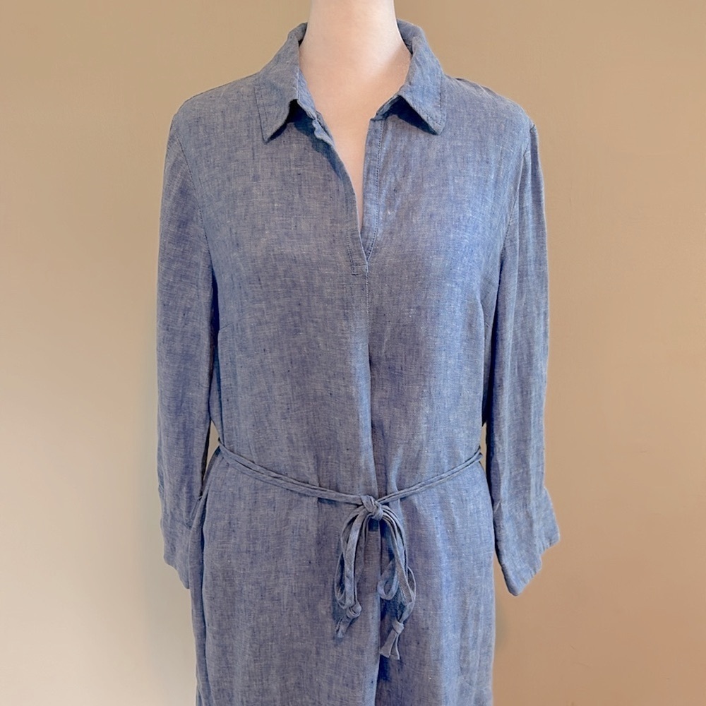 Lilly Pulitzer Pilar Tunic 3/4 Sleeve Linen Dress Beckon Blue Size Small - Picture 9 of 13